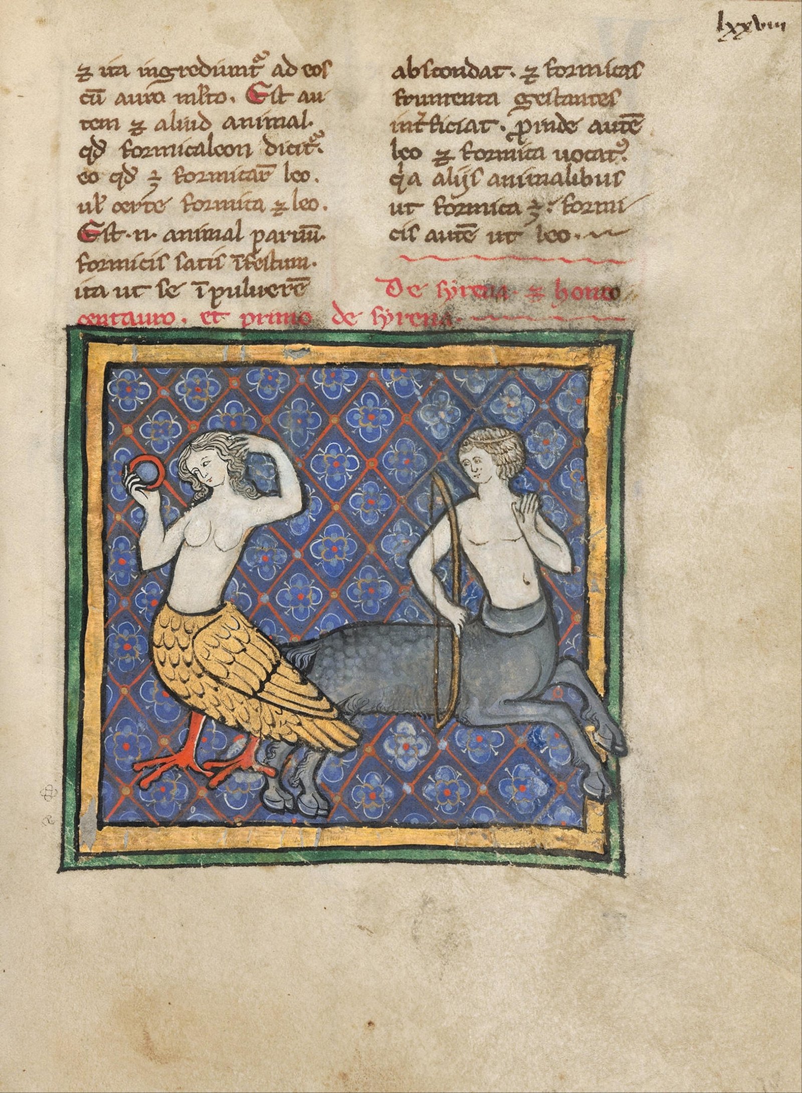 This artwork titled 'A Siren and a Centaur' blends classical mythology with artistic imagination. The piece portrays a mythical siren and centaur in an imaginative and dynamic scene.