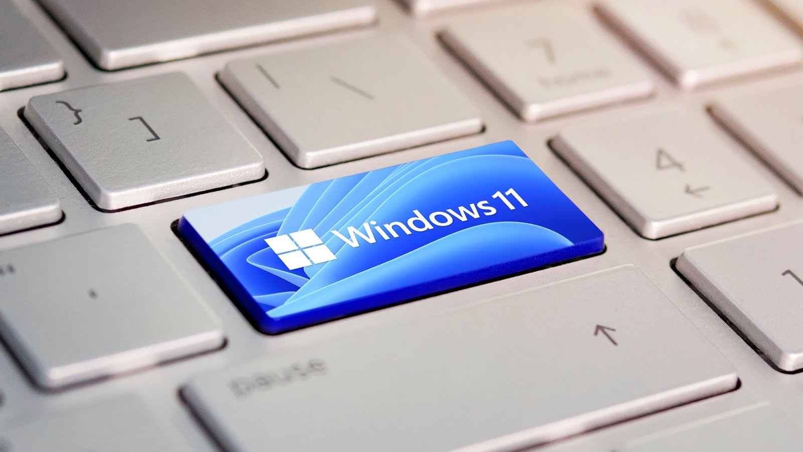 Windows 11 key on keyboard stylized illustration