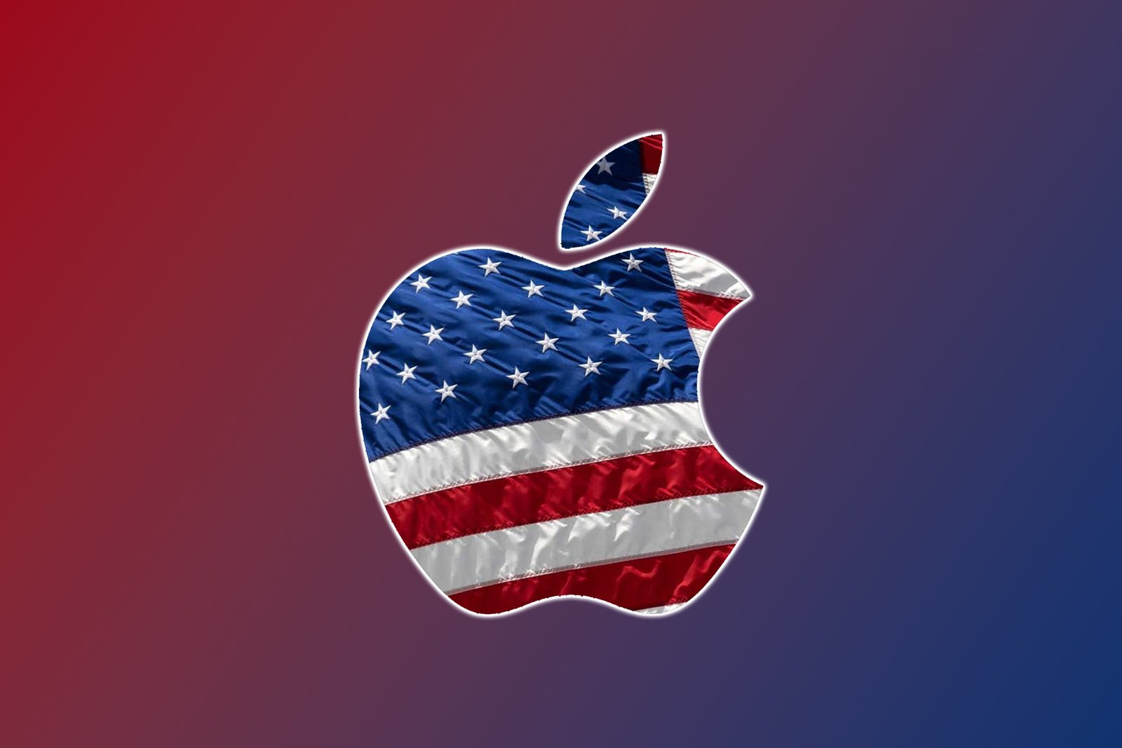 Apple logo graphic with American flag