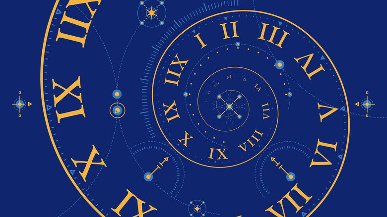 Concept of spacetime spiraling down, as if time traveling