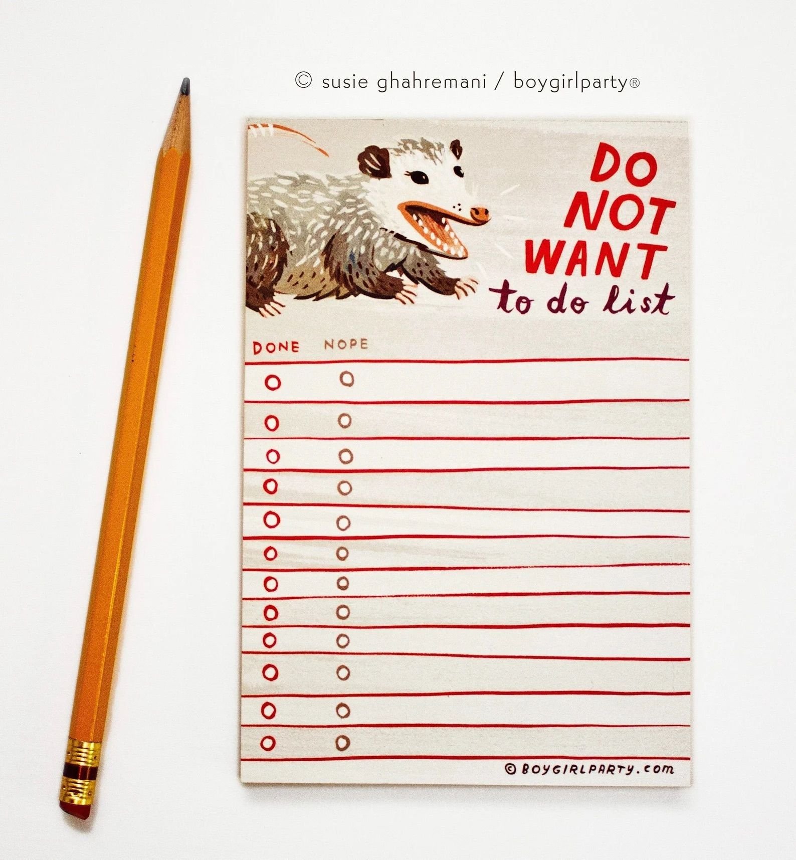 Opossum To Do List Notepad