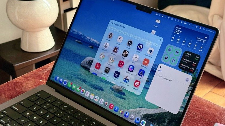macOS Tahoe's new Spotlight running on the M1 Pro MacBook Pro