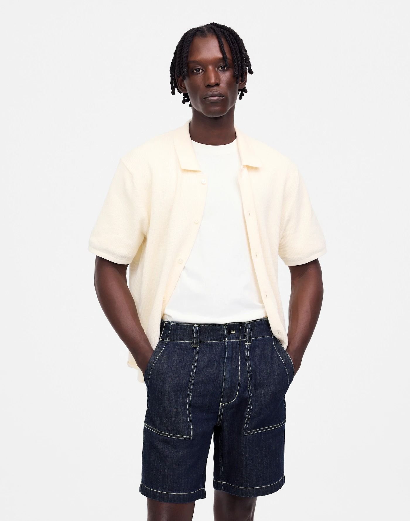 Patch Pocket Shorts in Summer Denim
