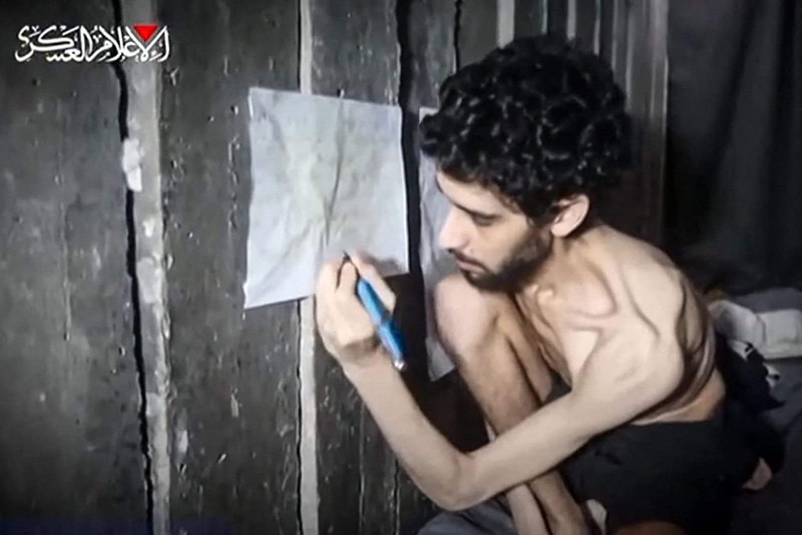 This screengrab from a video released on August 1, 2025, by Hamas' armed wing shows Israeli hostage Evyatar David appearing malnourished. The Hostages Families Forum said in a statement that David's family has given permission for media to use this screengrab. The 24-year-old captive was abducted during the militant group's attack on Oct. 7, 2023.
