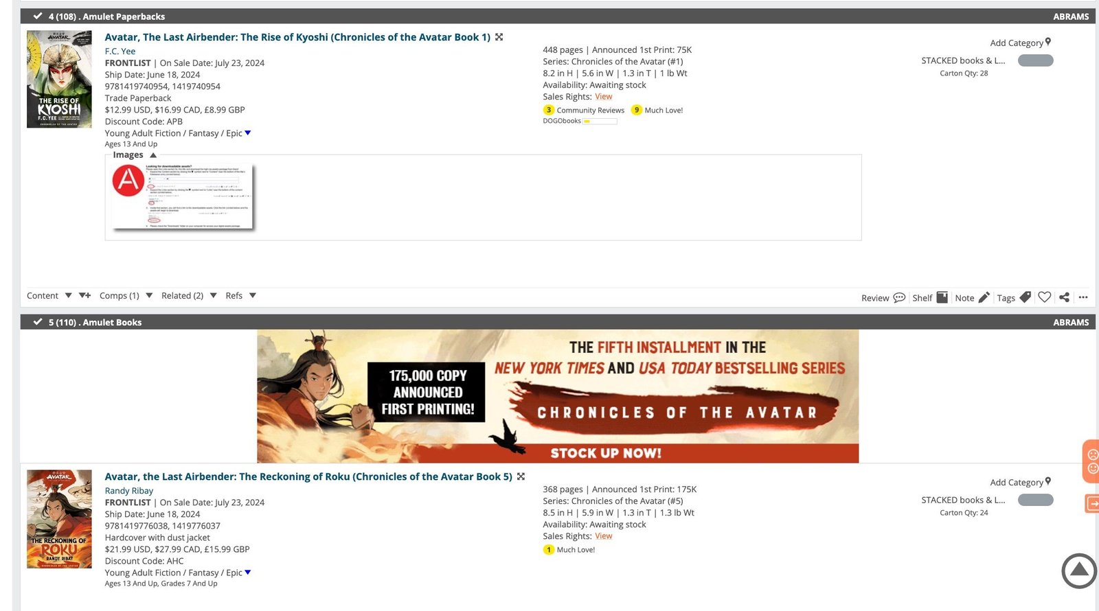 screen shot of an entry in Edelweiss of a book with a banner ad.