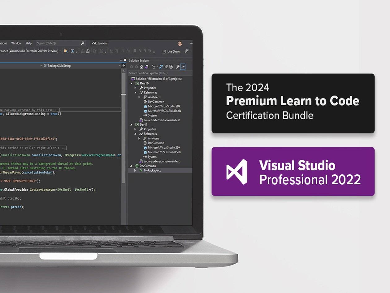 Microsoft Visual Studio Professional 2022 + The Premium Learn to Code Certification Bundle