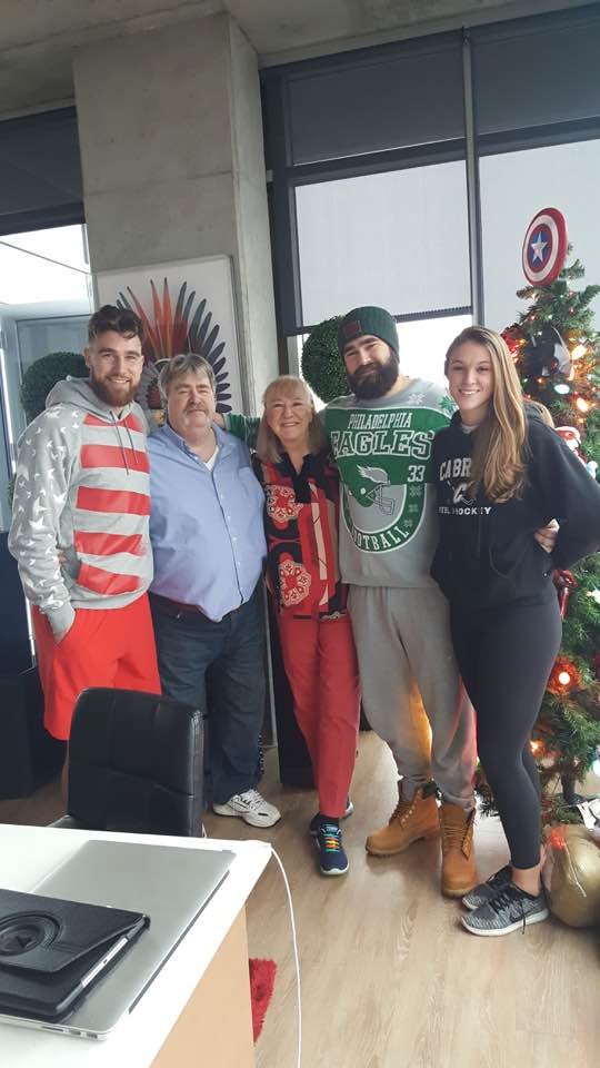 Ed Kelce, Donna Kelce, Kylie Kelce, Travis Kelce, and Jason Kelce