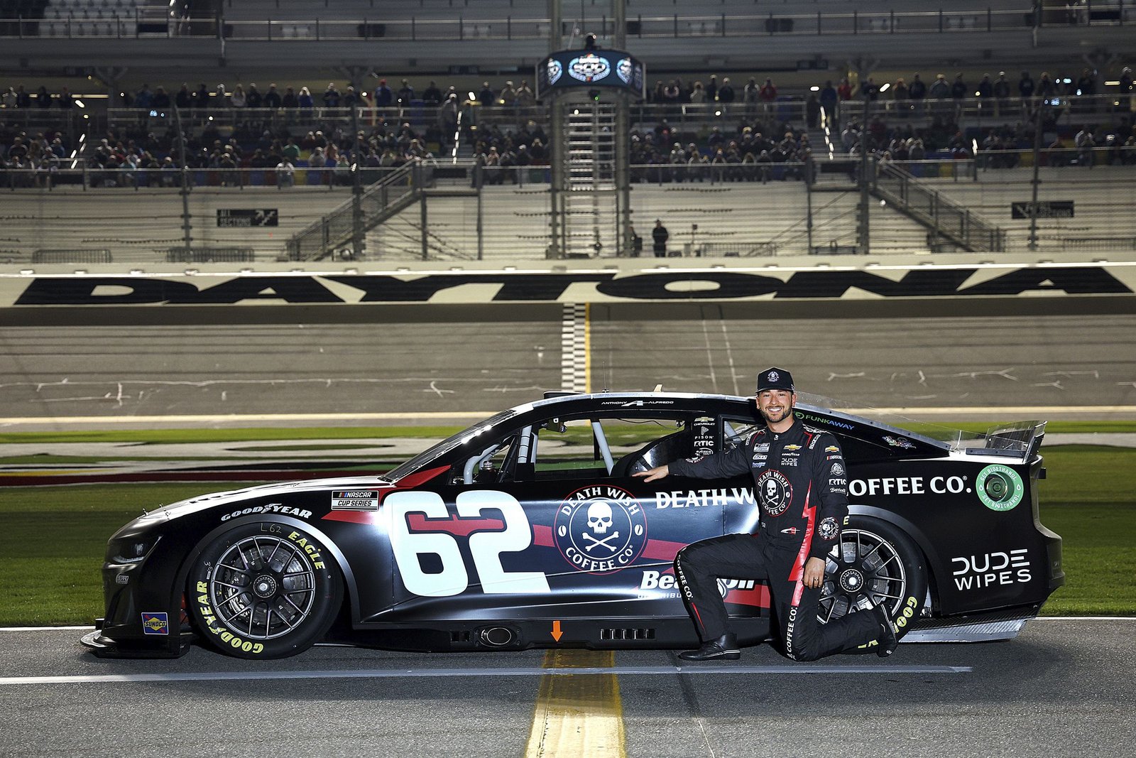 daytona beach, florida february 14: anthony alfredo, driver of the #62 death wish coffee chevrolet, poses for a photo on the grid during qualifying for the nascar cup series daytona 500 at daytona international speedway on february 14, 2024 in daytona beach, florida. (photo by jared c. tilton/getty images)