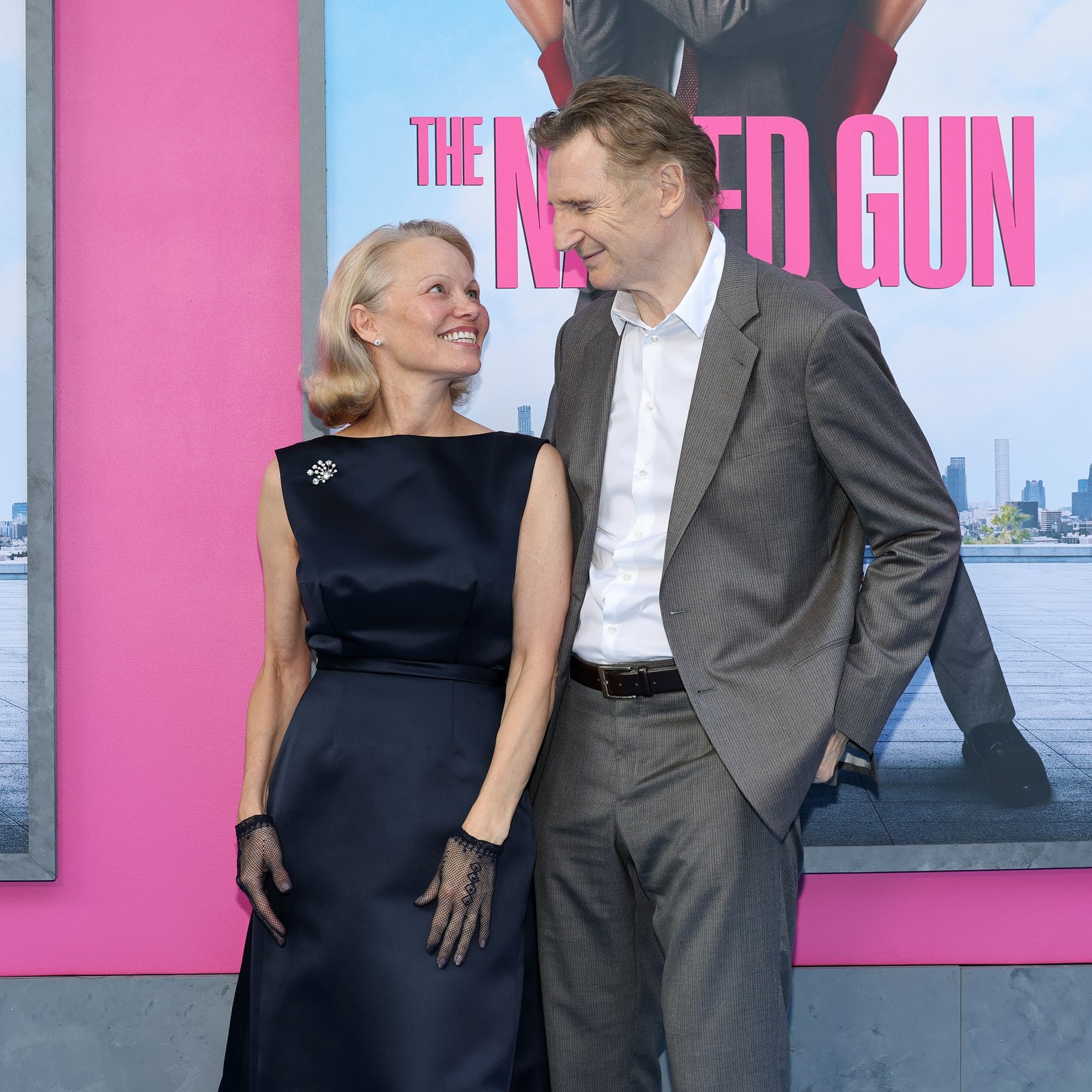 Pamela Anderson and Liam Neeson at the NY premiere of 