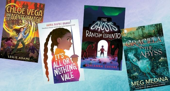 covers of four middle grade books by Latine authors
