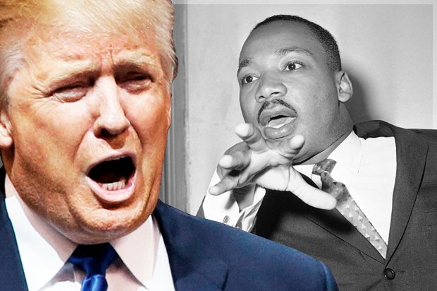 Donald Trump; Martin Luther King, Jr. (Reuters/Rick Wilking/AP/Bill Ingraham/Salon)