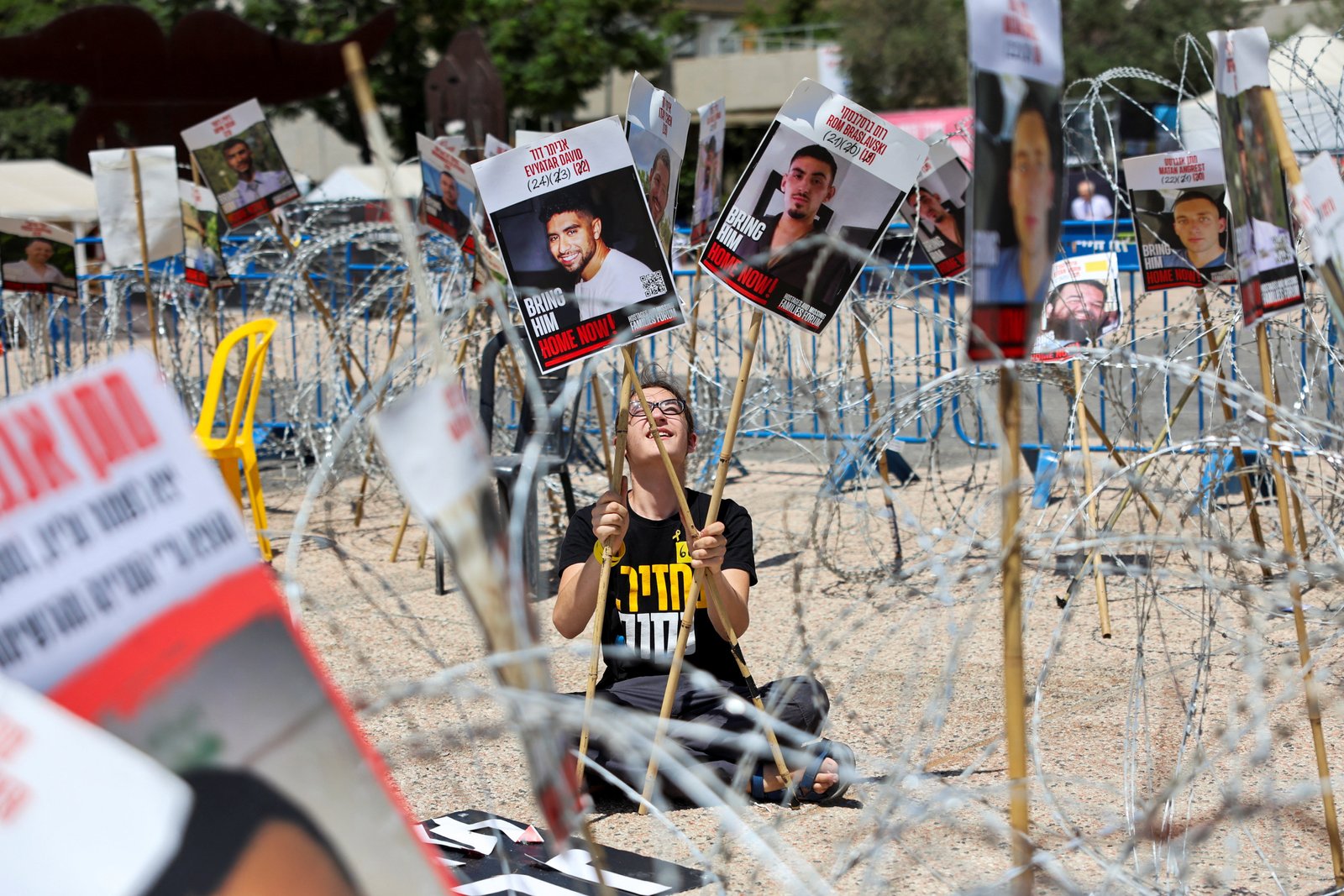 Protest in Tel Aviv demanding the release of Israeli hostages held in Gaza.