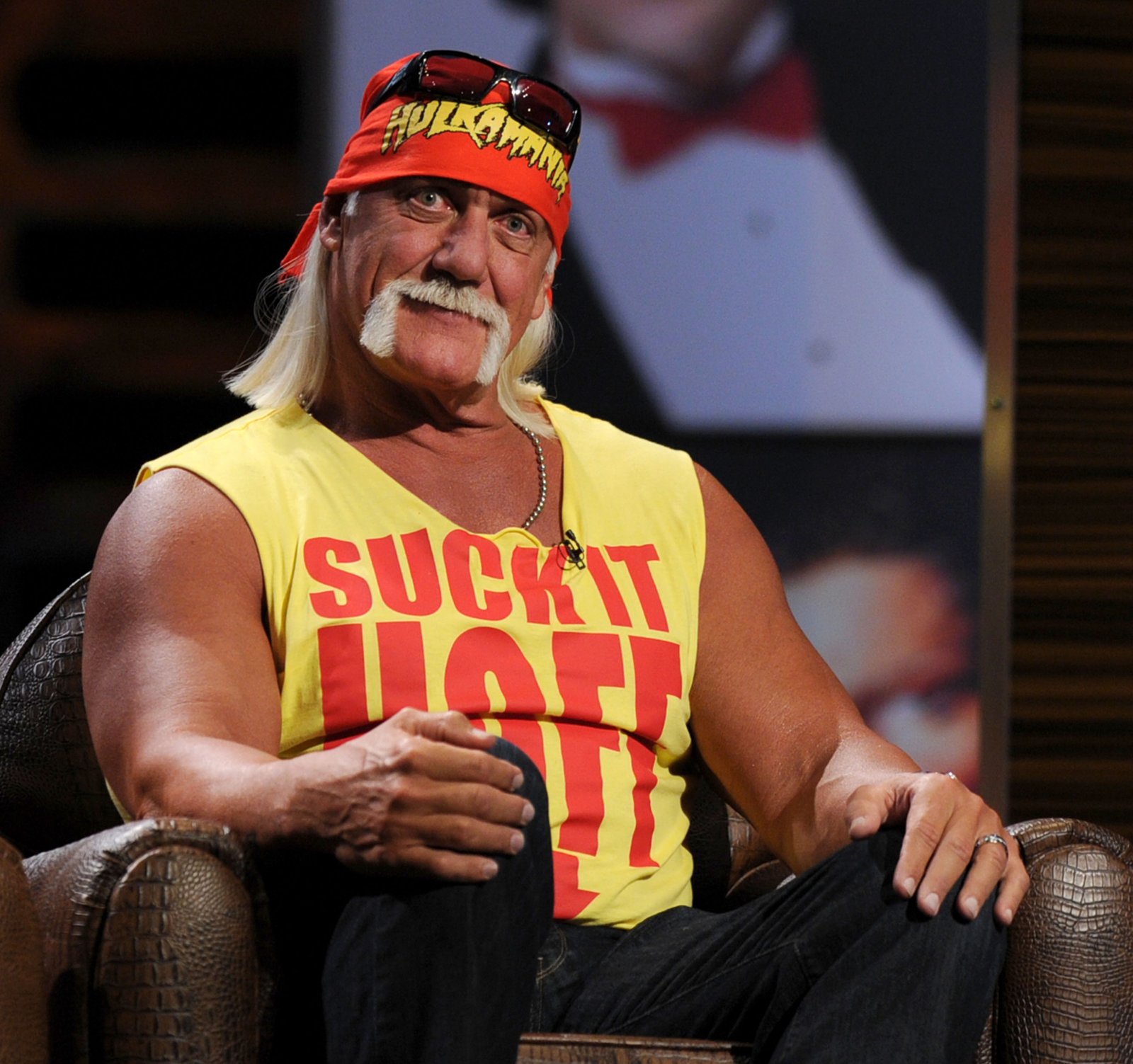 Hulk Hogan sitting down at his Comedy Central Roast.